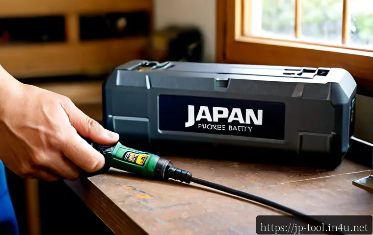 전동 공구 배터리 수명 연장 방법 - Photorealistic close-up of a cordless power tool battery being gently inserted into a compatible cha...